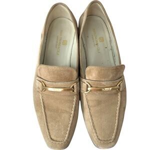 BRUNO MAGLI Suede Horsebit Loafer in Cream Women's Size 39 = 8.5